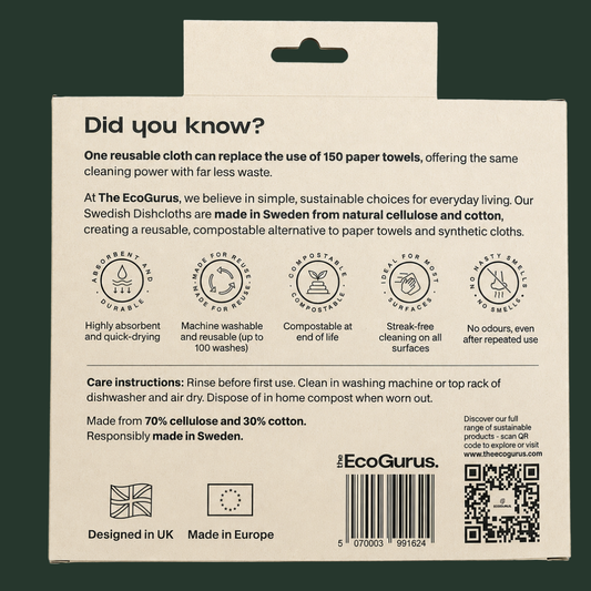 The EcoGurus Swedish Dishcloths, 10 Pack, Grey