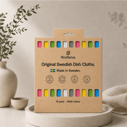 The EcoGurus Swedish Dishcloths, 10 Pack, Multi Colour