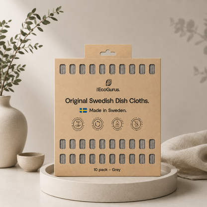 The EcoGurus Swedish Dishcloths, 10 Pack, Grey